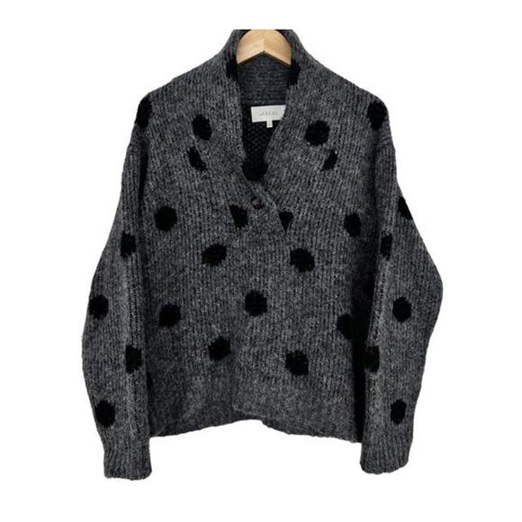 THE GREAT Gray Polka Dot Alpaca Wool Oversized Sweater Sz S - Picture 6 of 6